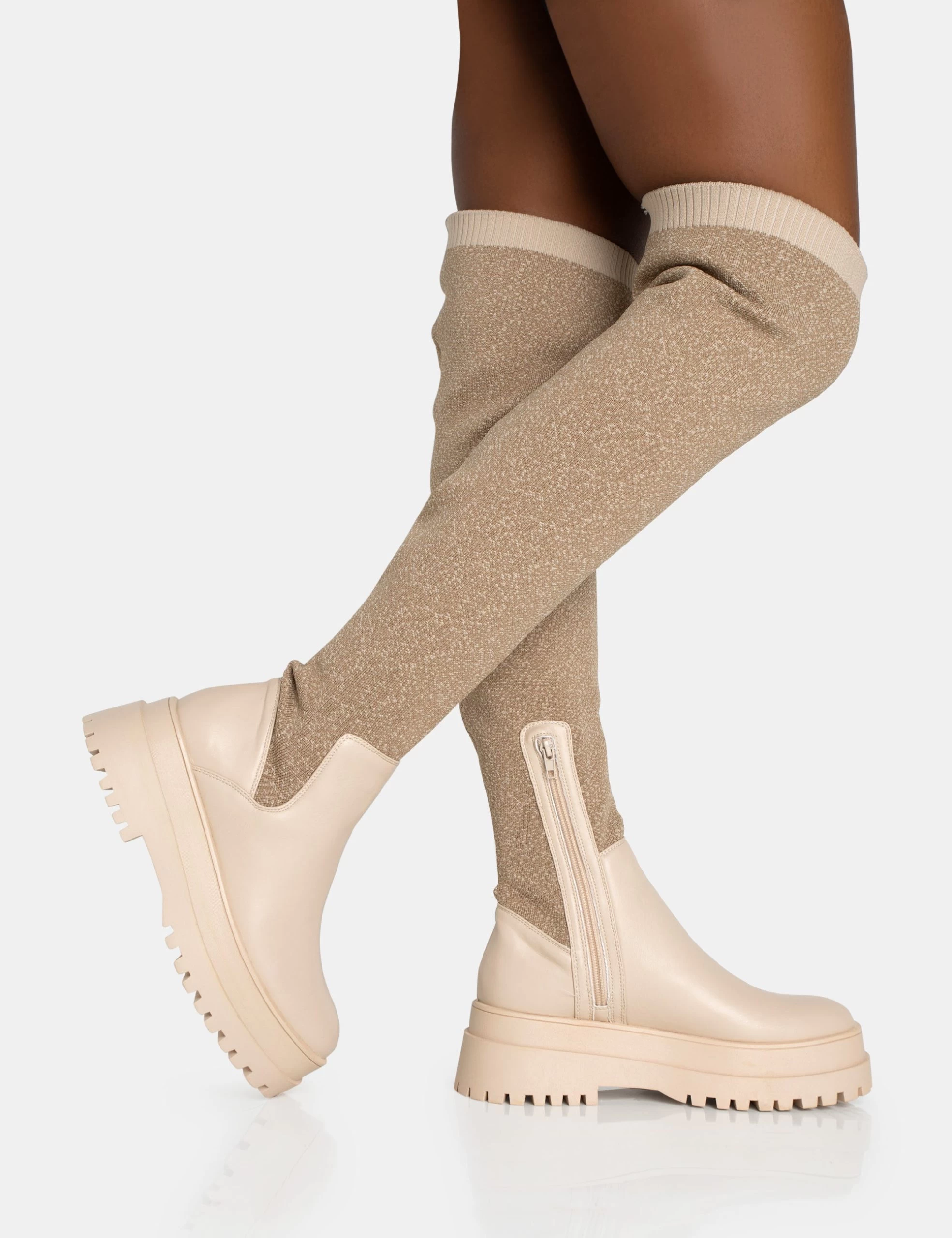 Happier Nude Boucle Knit Over The Knee Boots 4 Happier Nude Boucle Knit Over The Knee Boots - Image 2