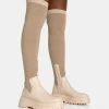 Happier Nude Boucle Knit Over The Knee Boots -Chic Footwear Shop 771A5941