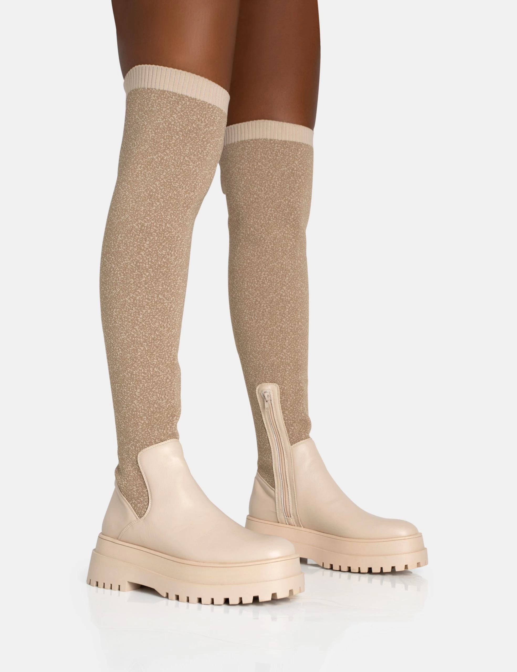 Happier Nude Boucle Knit Over The Knee Boots 3 Happier Nude Boucle Knit Over The Knee Boots