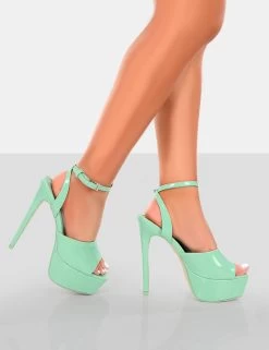 Just Kidding Mint Patent Platform High Heels 9 Just Kidding Mint Patent Platform High Heels -Chic Footwear Shop 771A6325