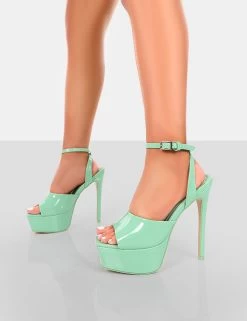 Just Kidding Mint Patent Platform High Heels 8 Just Kidding Mint Patent Platform High Heels -Chic Footwear Shop 771A6328