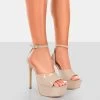 Just Kidding Nude Patent Platform High Heels
