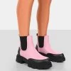 By Midnight Pink Pu Platform Chunky Sole Chelsea Boots -Chic Footwear Shop 771A6363copy