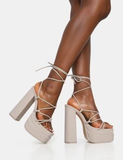 Glow Girl Stone Pu Lace Up Platform High Heels -Chic Footwear Shop 771A6678