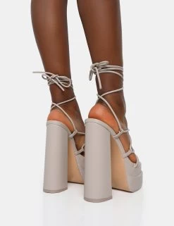 Glow Girl Stone Pu Lace Up Platform High Heels -Chic Footwear Shop 771A6679