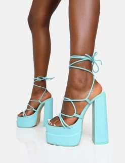 Glow Girl Baby Blue Pu Lace Up Platform High Heels -Chic Footwear Shop 771A6685