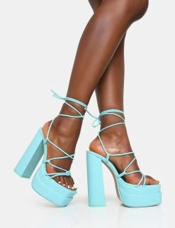 Glow Girl Baby Blue Pu Lace Up Platform High Heels -Chic Footwear Shop 771A6686