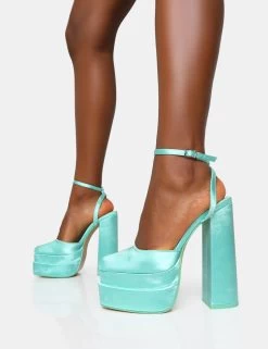 Moonchild Turquoise Satin Closed Toe Statement Platform Block Heels 10 Moonchild Turquoise Satin Closed Toe Statement Platform Block Heels -Chic Footwear Shop 771A6698