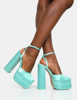 Moonchild Turquoise Satin Closed Toe Statement Platform Block Heels 12 Moonchild Turquoise Satin Closed Toe Statement Platform Block Heels -Chic Footwear Shop 771A6699