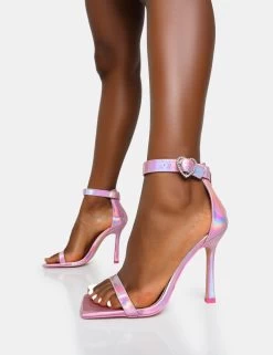 Elora Baby Pink Holographic Barely There Diamante Stiletto Heels -Chic Footwear Shop 771A6711 44abf5a2 e6ea 482c b761 11348829d967