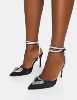 Cupid Black Satin Diamante Heart Wrap Around Pointed Toe Stiletto Heels 11 Cupid Black Satin Diamante Heart Wrap Around Pointed Toe Stiletto Heels -Chic Footwear Shop 771A6719