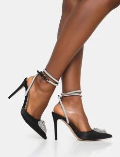 Cupid Black Satin Diamante Heart Wrap Around Pointed Toe Stiletto Heels 12 Cupid Black Satin Diamante Heart Wrap Around Pointed Toe Stiletto Heels -Chic Footwear Shop 771A6720