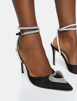 Cupid Black Satin Diamante Heart Wrap Around Pointed Toe Stiletto Heels 10 Cupid Black Satin Diamante Heart Wrap Around Pointed Toe Stiletto Heels -Chic Footwear Shop 771A6724