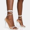Ci Ci White Pu Square Toe Lace Up Stiletto Heels -Chic Footwear Shop 771A6769copy