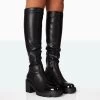 Fletch Black Pu Chunky Sole Over The Knee Boot