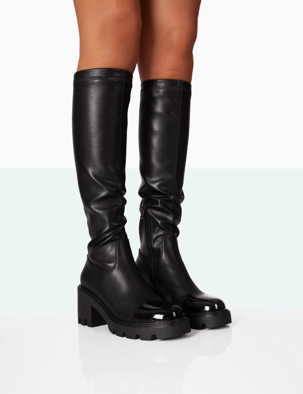 Fletch Black Pu Chunky Sole Over The Knee Boot 3 Fletch Black Pu Chunky Sole Over The Knee Boot