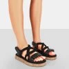 Miami Wide Fit Black Rope Flatform Lace Up Sandals -Chic Footwear Shop 771A7656