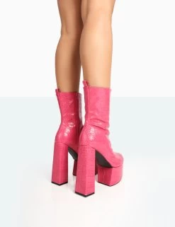 Parker Pink Patent Croc Platform Pointed Toe Block Heeled Ankle Boots 10 Parker Pink Patent Croc Platform Pointed Toe Block Heeled Ankle Boots -Chic Footwear Shop 771A7853