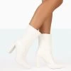 Bridget White PU Pointed Toe Block Heeled Ankle Boots 2 Bridget White PU Pointed Toe Block Heeled Ankle Boots -Chic Footwear Shop 771A7929