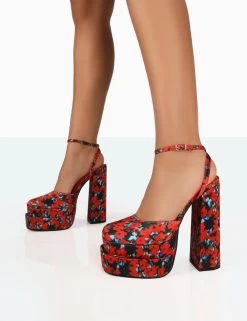 Moonchild Floral Satin Closed Toe Statement Platform Block Heels 10 Moonchild Floral Satin Closed Toe Statement Platform Block Heels -Chic Footwear Shop 771A7950
