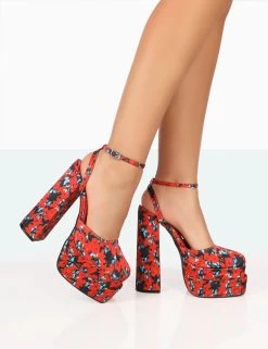 Moonchild Floral Satin Closed Toe Statement Platform Block Heels 9 Moonchild Floral Satin Closed Toe Statement Platform Block Heels -Chic Footwear Shop 771A7951