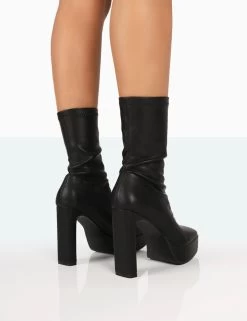 Domini Black Pu Platform Ankle Slim Heeled Boots 9 Domini Black Pu Platform Ankle Slim Heeled Boots -Chic Footwear Shop 771A8040