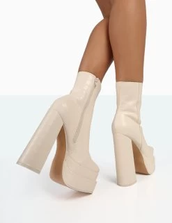 Supine Ecru Patent Croc Chunky Heeled Platform Ankle Boots 10 Supine Ecru Patent Croc Chunky Heeled Platform Ankle Boots -Chic Footwear Shop 771A8093