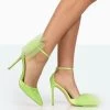 Bell Lime Satin Statement Bow Pointed Court Stiletto Heels -Chic Footwear Shop 771A8148