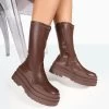 Cam Chocolate PU Chunky Sole Round Toe Ankle Boots 1 Cam Chocolate PU Chunky Sole Round Toe Ankle Boots -Chic Footwear Shop 771A8182