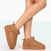 Shorty Tan Faux Suede Ultra Mini Chunky Ankle Boots
