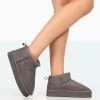 Shorty Grey Faux Suede Ultra Mini Chunky Ankle Boots -Chic Footwear Shop 771A8193