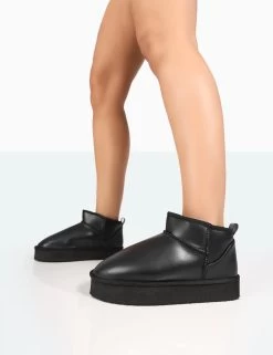 Shorty Black PU Ultra Mini Chunky Ankle Boots 7 Shorty Black PU Ultra Mini Chunky Ankle Boots -Chic Footwear Shop 771A8196