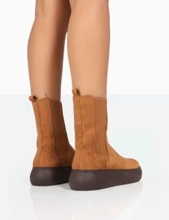 Pisa Tan Chunky Rubber Sole Chelsea Boots 8 Pisa Tan Chunky Rubber Sole Chelsea Boots -Chic Footwear Shop 771A8236