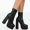 Supine Black Patent Croc Chunky Heeled Platform Ankle Boots 1 Supine Black Patent Croc Chunky Heeled Platform Ankle Boots -Chic Footwear Shop 771A8284