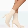 Farah Ecru Knitted Pointed Toe Stiletto Heel Ankle Sock Boots 2 Farah Ecru Knitted Pointed Toe Stiletto Heel Ankle Sock Boots -Chic Footwear Shop 771A8300