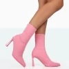 Farah Pink Knitted Pointed Toe Stiletto Heel Ankle Sock Boots 1 Farah Pink Knitted Pointed Toe Stiletto Heel Ankle Sock Boots -Chic Footwear Shop 771A8305