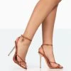 Tommy Wide Fit Tan Grain Barely There Strappy Round Toe High Heels -Chic Footwear Shop 771A8350