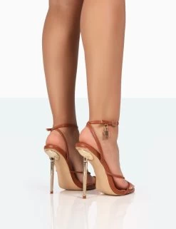 Tommy Wide Fit Tan Grain Barely There Strappy Round Toe High Heels 9 Tommy Wide Fit Tan Grain Barely There Strappy Round Toe High Heels -Chic Footwear Shop 771A8351