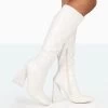 Senna White Croc Pu Knee High Block Heel Boots 1 Senna White Croc Pu Knee High Block Heel Boots -Chic Footwear Shop 771A8374