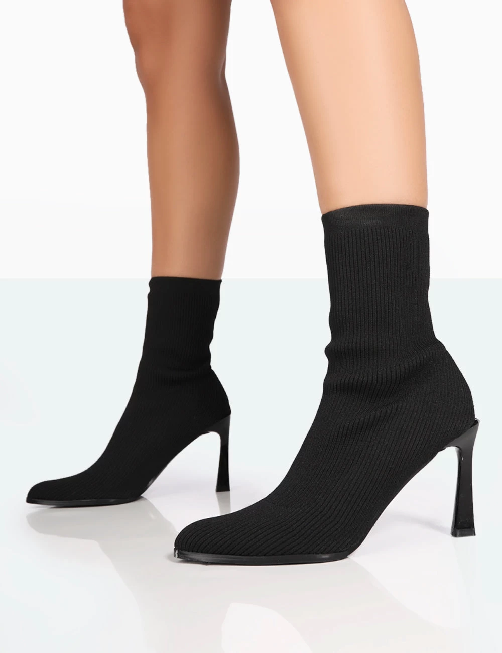 Farah Black Knitted Pointed Toe Stiletto Heel Ankle Sock Boots 5 Farah Black Knitted Pointed Toe Stiletto Heel Ankle Sock Boots - Image 3