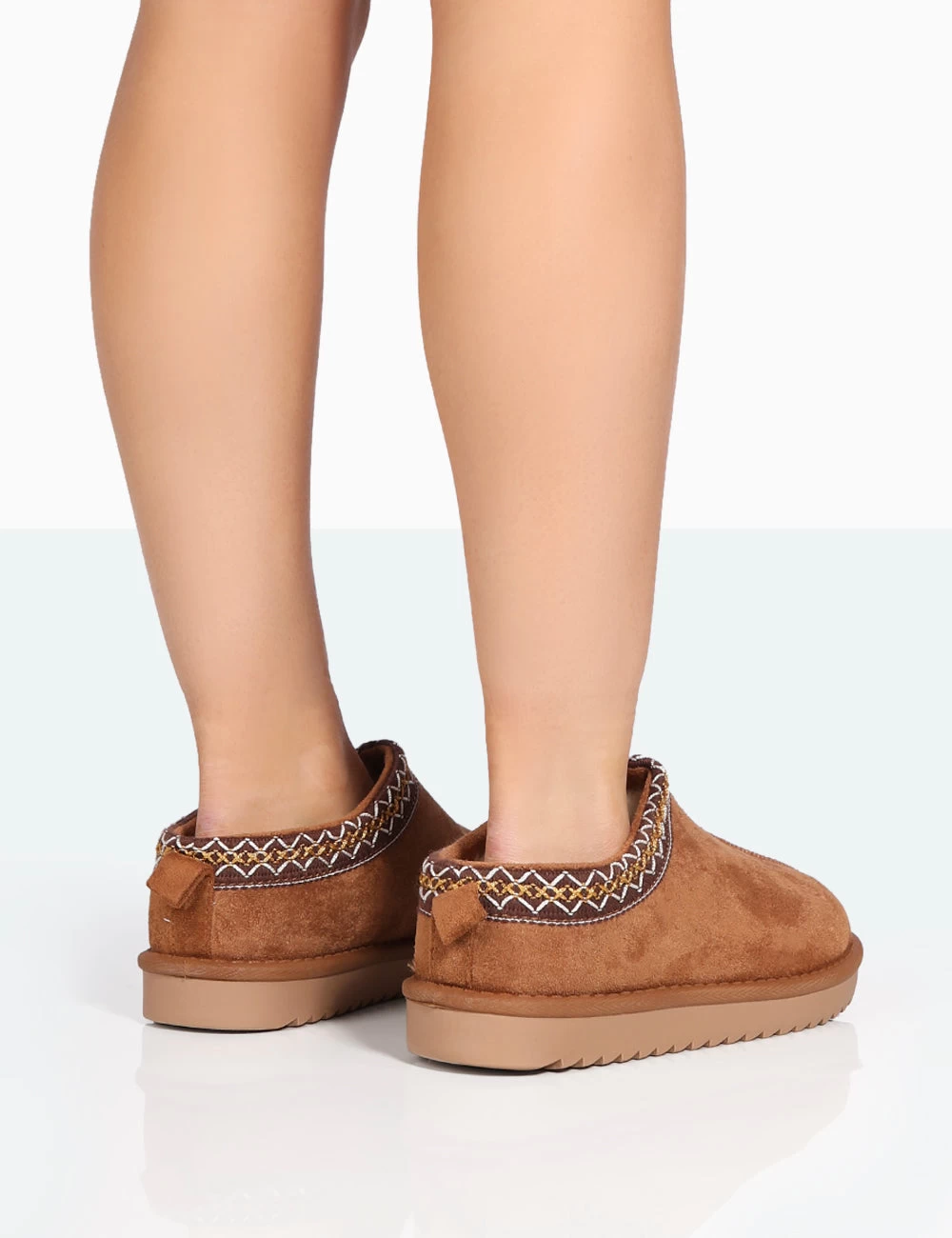 Tamsin Tan Faux Suede Embroidered Slipper Boots 6 Tamsin Tan Faux Suede Embroidered Slipper Boots - Image 4