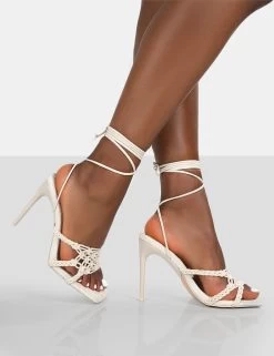 Seabreeze Ecru Rope Woven Lace Up Square Toe Heels 9 Seabreeze Ecru Rope Woven Lace Up Square Toe Heels -Chic Footwear Shop 771A9207
