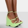 Duke Green Lime Strappy Square Toe Platform Wedge High Heels -Chic Footwear Shop 771A9226
