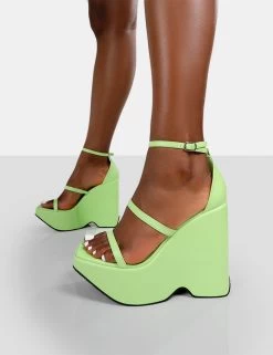 Duke Green Lime Strappy Square Toe Platform Wedge High Heels 8 Duke Green Lime Strappy Square Toe Platform Wedge High Heels -Chic Footwear Shop 771A9227