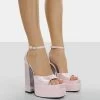 Mercy Baby Pink Satin Strappy Square Toe Platform High Block Heels 2 Mercy Baby Pink Satin Strappy Square Toe Platform High Block Heels -Chic Footwear Shop 771A9728