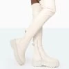 Pheonixe Ecru Pu Chunky Sole Round Toe Over The Knee Boots -Chic Footwear Shop 771A9899 2ea97989 06a4 4e9f 9fe2 d74cc6c03a64