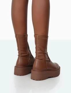 Auden Mocha PU Chunky Sole Ankle Boots -Chic Footwear Shop 771A9904 55d04896 af4c 4543 911b 160d7c70f493