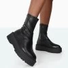 Auden Wide Fit Black Chunky Sole Ankle Boots