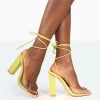 Date-Night Wide Fit Lime Croc Lace Up Clear Perspex Square Toe Heels -Chic Footwear Shop 771A9917