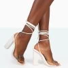 Date-Night Wide Fit White Croc Lace Up Clear Perspex Square Toe Heels 1 Date-Night Wide Fit White Croc Lace Up Clear Perspex Square Toe Heels -Chic Footwear Shop 771A9934